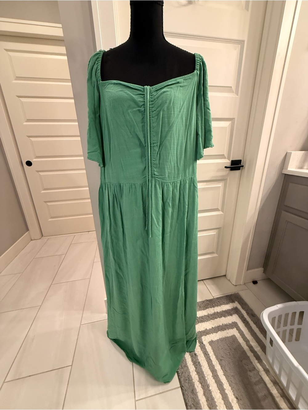 Ava & Viv Green Square-Neck Maxi Dress